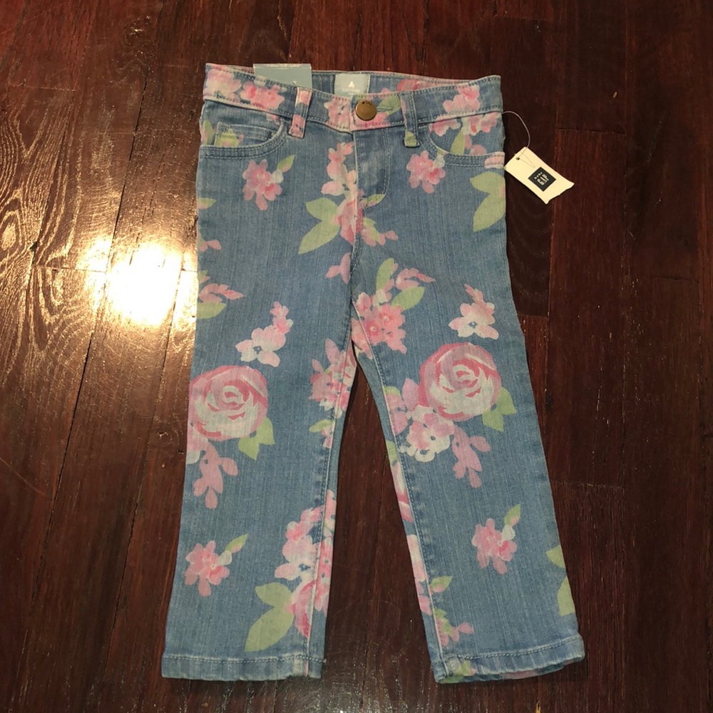 Baby gap floral denim jeans - 18-24 months - girls